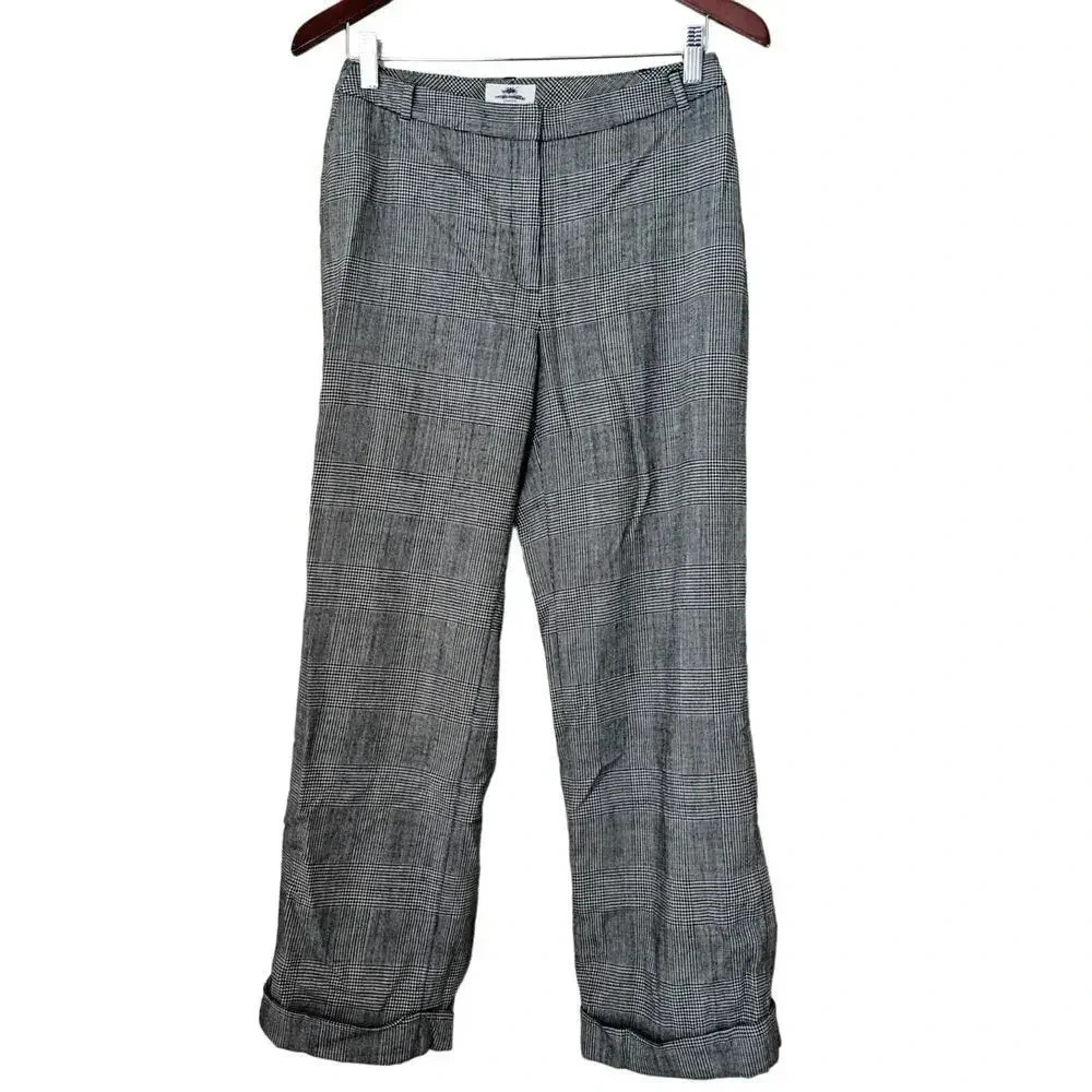 346 Brooks Brothers Women Pants 8 Gray Plaid Stretch Wool Career Work Office